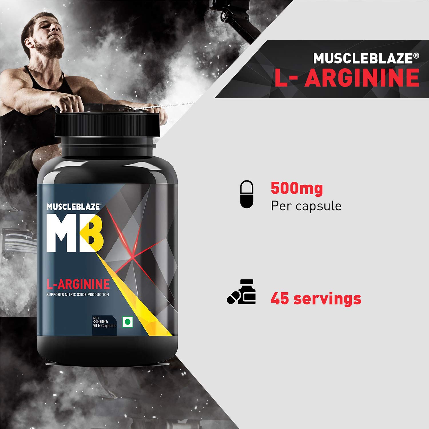 Image Of Muscleblaze L-Arginine, 90 Capsules Beast Nutrition