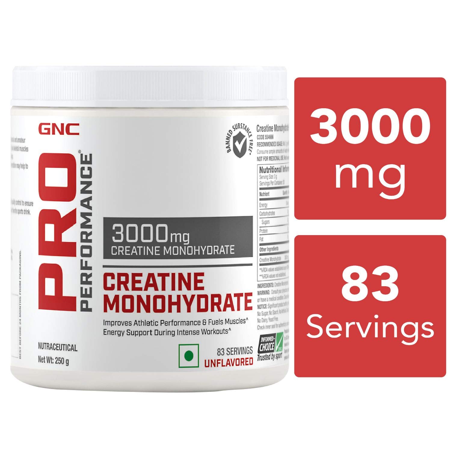 Image Of Gnc 3000Mg Creatine Monohydrate, 250G Unflavoured Beast Nutrition