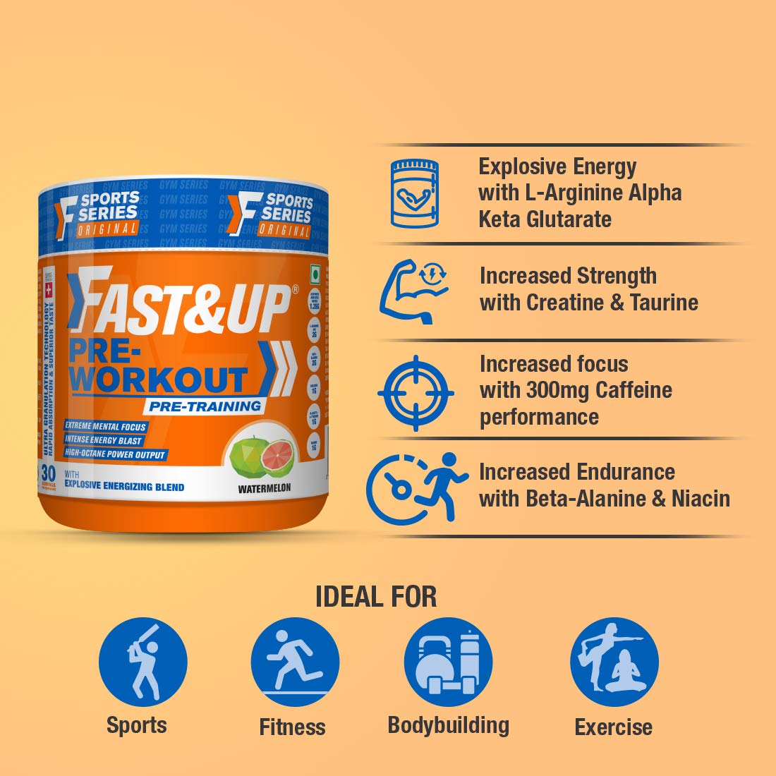 Image Of Fast&Amp;Up Pre Workout, 30 Servings, Watermelon Beast Nutrition