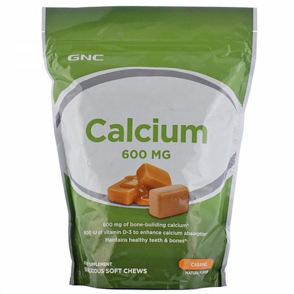 GNC Calcium 600mg, 60 chewable tablets, Caramel Beast Nutrition