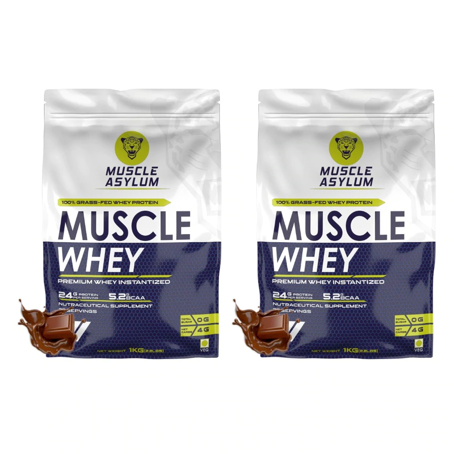 Muscle Asylum Muscle Whey Protein Powder - Double Chocolate, 1 KG
