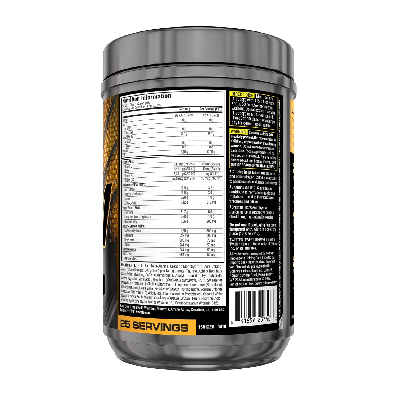 Muscletech Vapor 1 Pre Workout 25 Servings Beast Nutrition